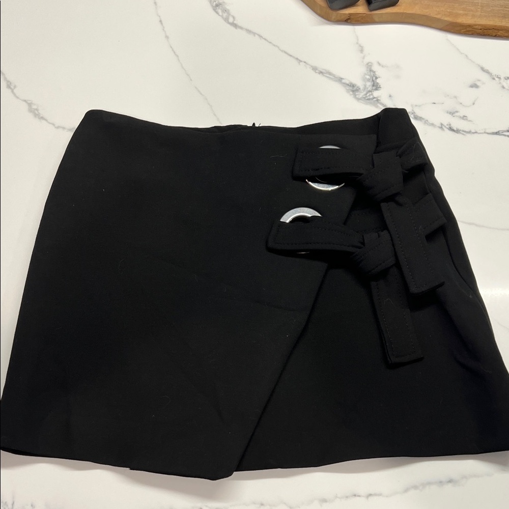 Zara Black Mini Skirt with Silver Accents